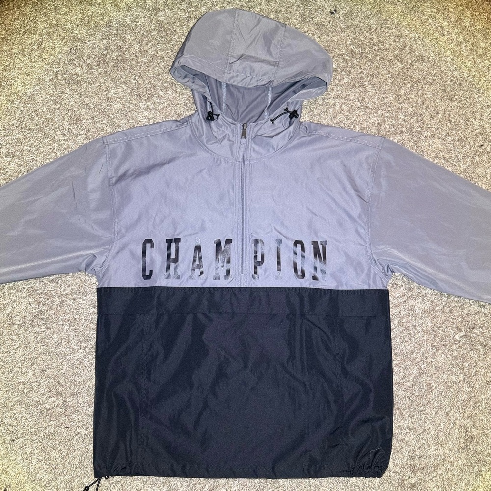 Champion Men's Gray and Black Windbreaker